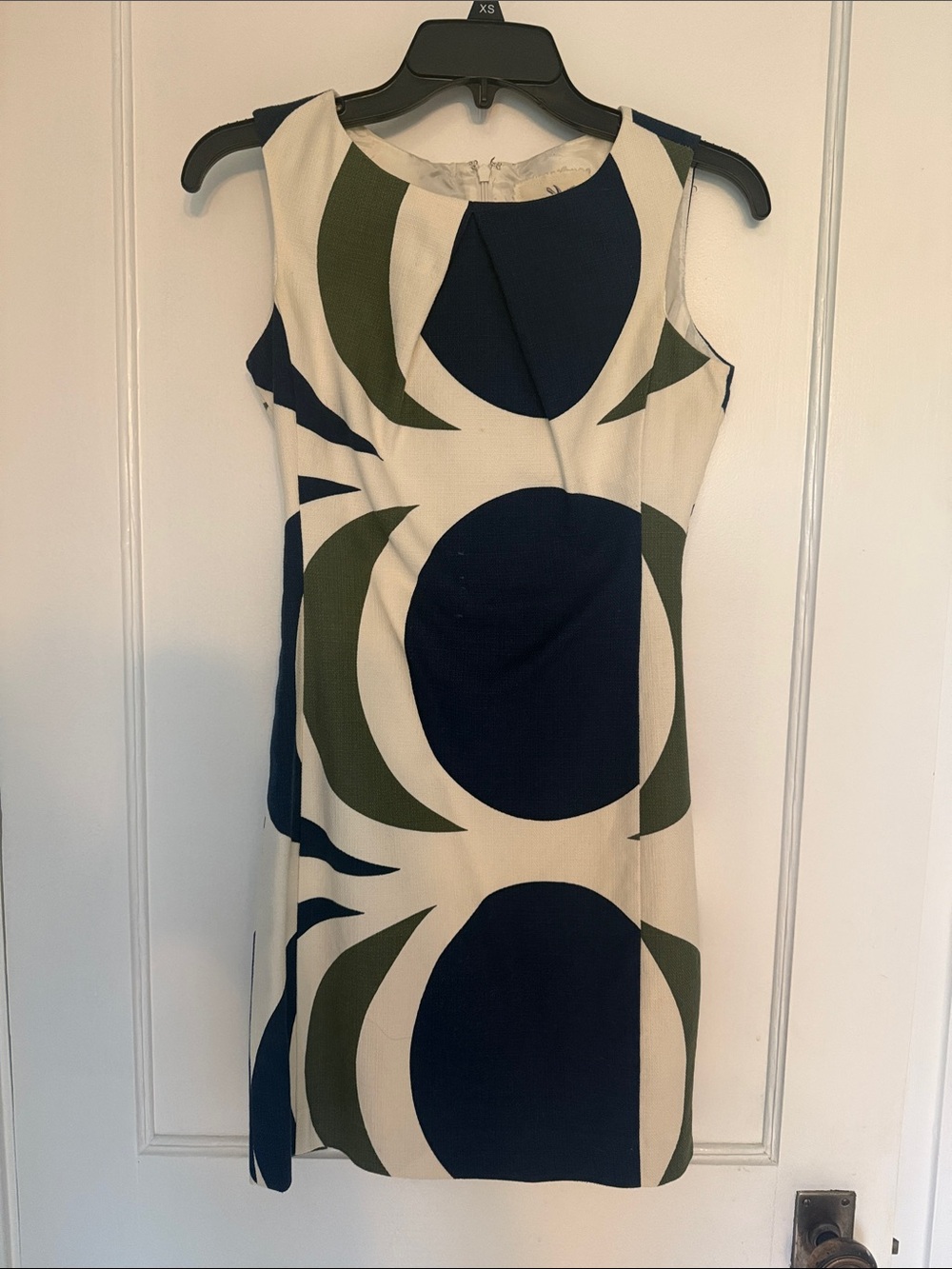 Anthropologie y2k Tabitha Navy, Olive & Cream Graphic Mini Sheath Dress